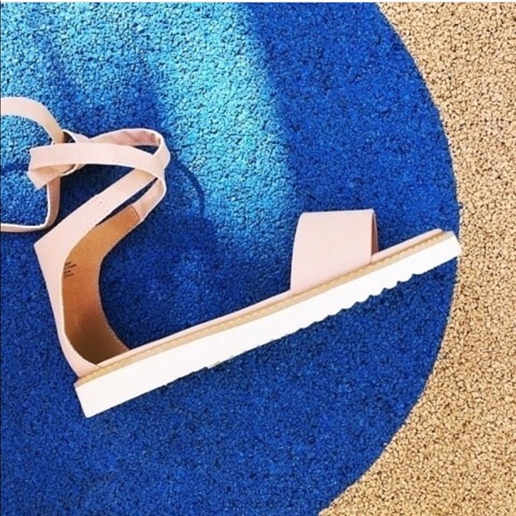 Vegan Leather Blush Cream Lace Up Sandal - Picture 6 of 7